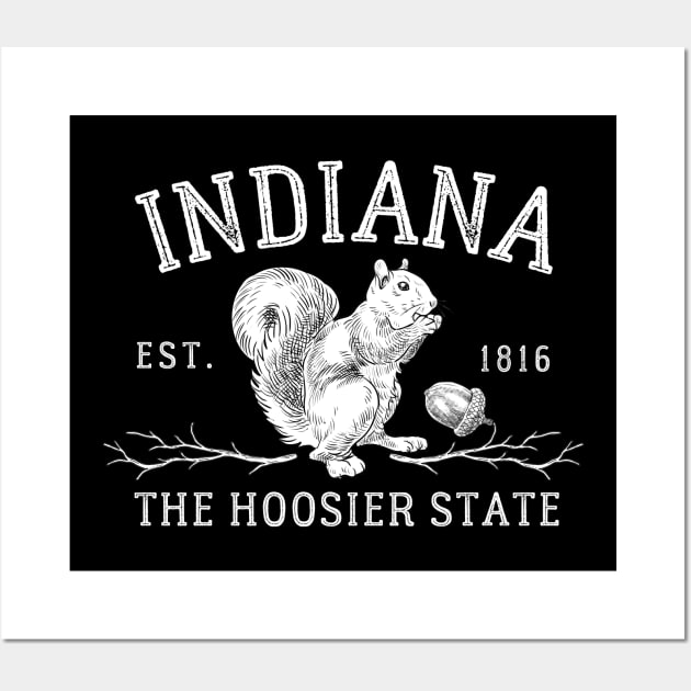 Indiana The Hoosier State Squirrel Wall Art by Downtown Rose